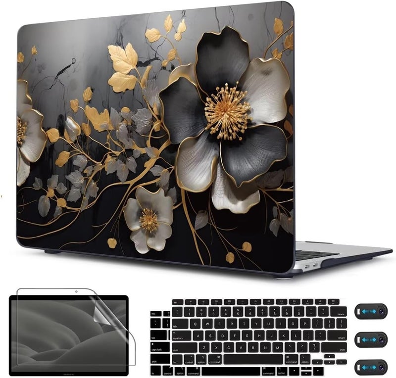 CISSOOK Compatible with MacBook Air 13 inch Case 2021 2020-2018 Release M1 Chip A2337 A2179 A1932 with Touch ID, Plastic Hard Shell Case + Keyboard Cover + Screen Protector, Abstract Oil Painting - Image 1
